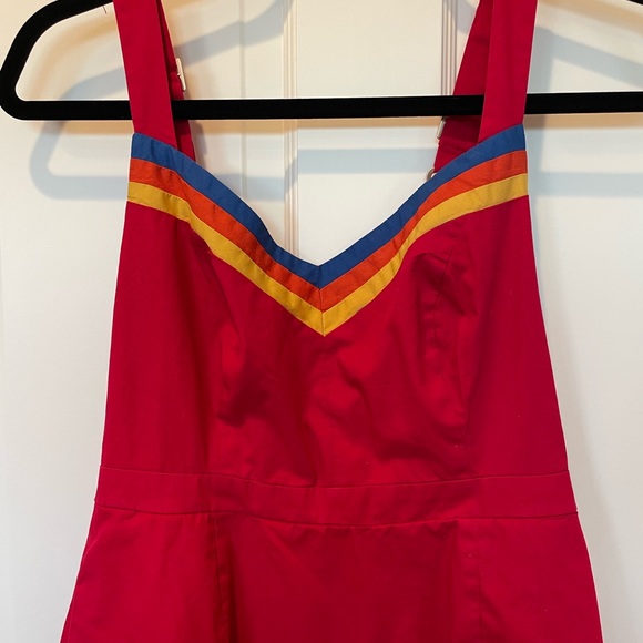 ModCloth Red Cotton Spring Dress. - Picture 2 of 11